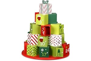 Calendrier de l'Avent XXL rond en bois fait main 24 compartiments avec portes fermeture magnétique Noël décoration réutilisable maison enfant fêtes