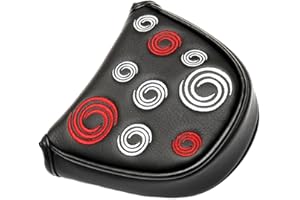 lopituwe Black Mallet Headcover With Circle Embroidery, Golf Putter Head Covers Premium Magnetic Closure,PU Leather Fit for Odyssey Putters Covers