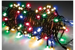HomeZone 200 Multi Coloured LED Battery Powered String Lights - 8 Lighting Modes with Timer Function - Hanging Warm White Chasing Lights Festive Fairy Lights for Indoor Outdoor Christmas Decorations
