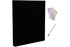 RECUTMS Self Adhesive Photo Album, Magnetic Scrapbook Album 40 Pages Hardcover Length 11 x Width 10.6 (Inches) with Photo Album Storage Box DIY Accessories Kit (Black-Linen)