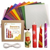 Set 24 Lastre Di Cera D'Api Colorate Per Candele Fai-da-te | 20x20cm Con Stoppini, Per Adulti E Bambini