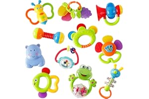 WISHTIME Grzechotka zestaw gryzaków zabawka dla niemowląt - sensoryczna zabawka dla niemowląt 0-12 miesięcy Shaker Grab grzechotka niemowlę noworodek zabawki wczesne zabawki edukacyjne dla 3, 6, 9, 12 miesięcy, chłopców i dziewcząt