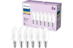 LED-ljuskälla, 6-pack, B35, E14, 470 Lumen, 40 W, Kronljusdesign, LED Lampa, Lång Livslängd, Belysning med Varmvitt L