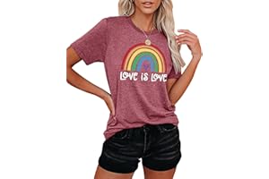 HOHOLOLO Pride Shirts for Women LGBT T-Shirt Rainbow Heart Graphic Short Sleeve Gay Pride Tee Tops