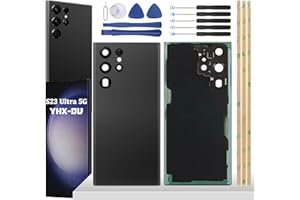 YHX-OU Noir Couvercle de Batterie pour Samsung Galaxy S23 Ultra 5G Coque arrière de Batterie de Rechange, Cache Batterie avec Lentille de Caméra pour Galaxy S23 Ultra 5G + Outils