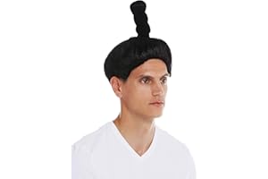 WIG ME UP- 68619-P103 Peluca Halloween Carnaval Hombres Mujeres samurái Chino japonés espadachín