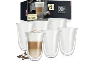 Moritz & Moritz Barista Napoli 6 verres à latte macchiato double paroi de 300 ml - Verres à double paroi pour café, thé ou dessert - Adaptés au lave-vaisselle