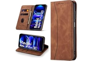 Leaisan Handyhülle für Xiaomi Redmi Note 12 Pro 5G Hülle Premium Leder Flip Klappbare Stoßfeste Magnetische [Standfunktion] [Kartenfächern] Schutzhülle für Redmi Note 12 Pro Tasche - Braun