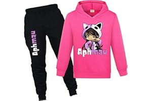 YUANZLN Youtube Merch Girls Tracksuit Hoodie & Joggers Pant 2Pcs Outfit Kids Cartoon Casual Clothing