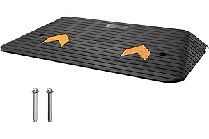 VEVOR Rampe de Seuil Hauteur 7,6 cm Rampe Trottoir Caoutchouc avec 1 Canal Capacité Charge 15 tonnes Surface Texturée Antidérapante pour Fauteuil Roulant Voitures Scooter Quai Garage 90,2x45,7x7,6 cm