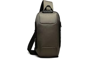 FANDARE New Men Sling Bag Anti-Theft Crossbody Bag Chest Pack with Password Lock,USB, Reflective Stripe Shoulder Bag for Cycling Camping Riding Hiking Waterproof Polyester