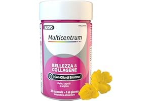 Multicentrum Bellezza & Collagene, Integratore Alimentare con Collagene, Biotina, Vitamina C, Olio di Enotera, formula completa per pelle, capelli, unghie, Adulti, 30 capsule