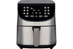 KENWOOD Digital Air Fryer XXXL 7L 2.8KG 1800W with Max Crisp Function, Recipe Book, Rapid Hot Air Circulation for Frying, Grilling, Broiling, Roasting, Baking and Toasting HFM80.000SS Silver/Black