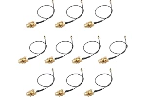 Jopto 10 Unidades U.FL Mini PCI/IPEX a RP-SMA Macho, Cable de Antena WiFi Negro 15 cm de Longitud 1.13 para U.FL Radio de Mano Mini PCI-E Tarjeta WLAN Red WiMax