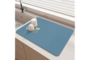 SOQKEEN Tapis Egouttoir Vaisselle, 40×30 cm Tapis Absorbant Vaisselle Antidérapant, Tapis égouttoir Vaisselle Absorbant, Tapis Machine a Cafe pour Vaisselle, Bar, Machine à Café, Bleu
