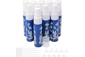 Pxyelec 10 Sprühflaschen, 10 ml, nachfüllbar, leer, blauer Glas-Nebel-Sprühflaschen mit 10 Trichtern und 5 Tropfen, perfekt für die Dosierung von lichtdichten Parfüm-Lotionen für ätherische Öle