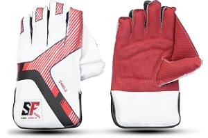 SAIFI SPORTS Shield Cricket Wicket Keeper Gloves, Professional Grade, White and Orange recomanded for Leather Ball for Youth 15 to 20 Years