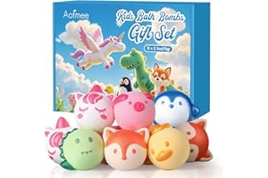 Aofmee Bath Bombs for Kids, 12 Pcs Bubble Bath with 6 Cute Animal Shapes, Essential Oil Natural Organic Baths Gift Set for Boys Girls, Fizzies Spa Kit for Birthday Christmas