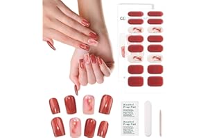 Chiosa UV Gel Nagelfolie, 16 Stück Gel-Nagelsticker in Salonqualität, Semi Cured Gel Nail Strips mit Nagelfeile und Stick für Frauen Mädchen Natürliche Nägel