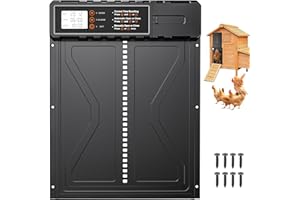 Rsaoty Automatische Hühnerklappe, Upgrade-Größe Automatische Hühnerklappe Batterie, Aluminiumlegierung Hühnertür mit Display, Intelligenter Einklemmschutz,Timer, Manuelle,für Sichere Hühnerhaltung