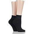 Elle Ladies Bamboo Ankle Socks - Soft Breathable Cooling Material, Mixture of Plains & Patterns, Fun,Colourful Multipack of 2 Size 4-8