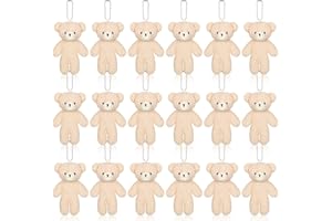 Kasyat 18 Pièces Mini Ours 4,7 Pouces Porte-Clés Ours Petit Animal Ours en Peluche Ours Articulé Petite Poupée Ours Doux pour Porte-Clés Bricolage Décor de Fête Noël Anniversaire (Style Uni)