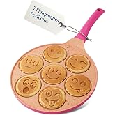 Joeji's Kitchen Crepe Pan 7 Holes 26.5 cm - Crepes and Crepes Frigideira - Children's and Fun Face Design - Non-Stick - All T