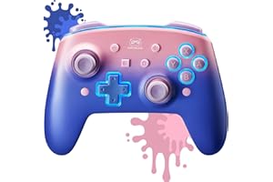 KENNEAS Wireless Controller Compatible with Switch/OLED/Lite, 2 Faceplate/8 Colors LED/850 mAh Battery/6-Axis Gyroscope/Turbo/Programmable Button/Immersive Vibration Motor Pro Controller for Switch