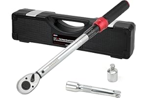 UYECOVE Torque Wrench Set, 1/2-Inch Drive Click Torque Wrench 40-220NM/29.5-162.4FT.LB, Torque Wrench 1/2 Inch with Extension Bar 5", 1/2" to 3/8" Adaptor