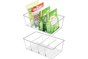 AOLLEN 2 Pezzi Organizer Frigorifero Trasparente, Contenitori Per Frigorifero Impilabile Con 8 Scomparti, Organizer Per Frigorifero Contenitori Frigo, per Cucina Frigorifero Dispensa Armadietti Bagno