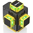 Seesii Laser Level 4x360° Green Laser, 4D Laser Level support Pulse Mode Outdoor 200FT, Self-Leveling Laser Level with 2Pcs Rechargeable Batteries/Wall Mount/Remote Control for Construction Tools