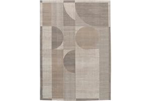 RugVista Deco Matta, 200 x 300 cm, Beige/Grå | Moderna, Rektangulär, Kort lugg, Endast kemtvätt, Oeko-Tex 100, Vardagsrum, Ma