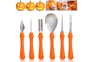UDIKEFO Halloween Pumpkin Carving Kit, Pumpkin Carving Tools Stainless Steel 6 Piece Set for Kids and Adults