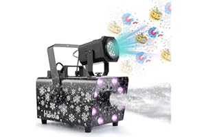 Máquina de Nieve Mejorada Hakuta 800W con 8 Luces LED RGB, proyección LED y 2 Mandos a Distancia Inalámbricos, Perfecta para Navidad, Halloween, Fiestas, Bodas y Escenario de DJ