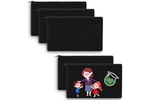 Aibeli Busta Stoffa Piccola Vuota, Astuccio in Cotone con Cerniera, Astuccio Piccolo, Piccola Borsa da Trucco Cosmetica, Può Usare per Graffiti, Stampa e Tintura, ecc. (21 x 13 cm) (5, Nero)