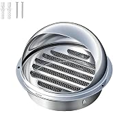 Qrity Stainless Steel Round Ventilation Hood Ventilation Grille Extractor Hood, 100 mm