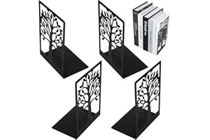 FLEARITZO 2 Coppie di Ferma Libri per Libreria - Fermalibri per Mensole 4 PCS Ferma Libri in metallo Antiscivolo con piedini Reggi libri per Libreria adatti per scuola casa e ufficio (nero) (TYPE 2)