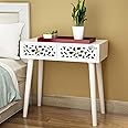 Brown Art Shoppee End Table, Drawer Dresser for Bedroom,Side Table with Drawer, Bedside Furniture, Night Stand, MDF End Table with 4 Wooden Legs for Bedroom,Living Room (Full White)