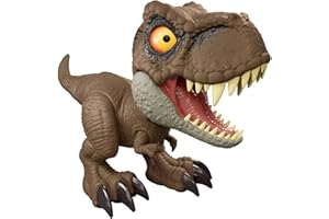 Mattel Jurassic World Roar Command Tiranosaurio rex Figura de dinosaurio de juguete, graba frases y haz que el tiranosaurio rex hable, ataque y rugido activados con la cola, JCW01