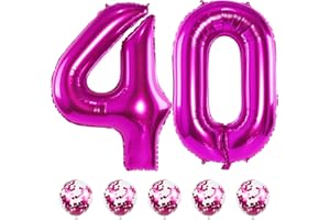 LINGQIANG Luftballon Zahl 40 Rosa, 40" XXL Folienballons Zahlen 40 mit Pink Konfetti Helium Ballons, Riesen Nummer 40. Geburtstag Luftballons für Frau 40 Jhare Geburtstagsdeko Jubiläum Hochzeit Party Deko
