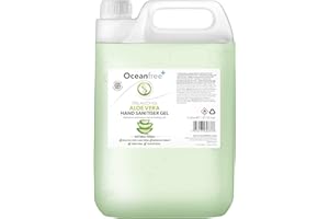 OCEAN FREE Aloe Vera Hand Sanitiser Gel - 5L Litre - 70% Alcohol - Made in the UK (Single)