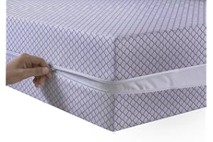 MIA WE DRESS YOUR HOME Coprimaterasso con cerniera, copertura completa, anti cimici, con cerniera, profondità 30 cm, ipoallergenico, con doppia chiusura laterale con cerniera (grigio chiaro, super king)