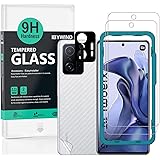 IBYWIND Vetro Temperato per Xiaomi 11T 5G/11T PRO 5G,[2Pezzi]con Metallico Protezione Obiettivo Fotocamera,Skin in Stile Fibr