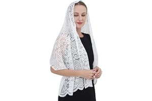 Grettytling Chapel Veil Scarf Catholic Church Veils Mantilla Wrap Schal Mass Head Covering 150 x 23,6 cm