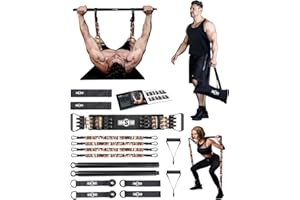 ‎INNSTAR INNSTAR Portable Home Gym, Verstellbares Widerstandsband mit Stange und Kniebeugen-Bändern für Heimtraining, Bankdrücken Brusttrainer Resistance Band Set für Brust, Arm, Beintraining
