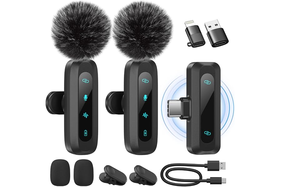 WARM BOX Micro Cravate sans Fil-pour TikTok & Vlogs & Youtube,2-Pack | Plug & Play,Réduction De Bruit,30M Portée,Mini Micro C