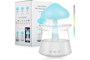 AIPINVIP Rain Cloud Humidifier Rain Drop Mushroom Humidifier with 7 Colors LED Changing Lamp Snuggling Cloud Essential Oil Diffuser Rain Sounds White Noise Humidifier Air Humidifiers for Bedroom Desk