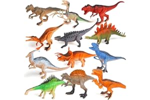 SULOLI Dinosaur Figures, 12PCS Large Dinosaur Toys for Boys & Kids, Plastic, Age 2+