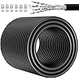 Ethernet Cable 80m, Cat 7 Long Bulk Internet Cable 80 Meters Shielded RJ45 Network Cable High Speed Outdoor Indoor, Wifi Cable 10Gbps 600MHz SFTP Black Waterproof LAN Patch Cable for Router Switch