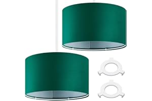 Weewooday Velvet Light Shade Set of 2 10" Modern Forest Green Drum Lampshades for Ceiling Pendant Lights, Small Table Lamps & Floor Lamps for Decor & Improvement Essential